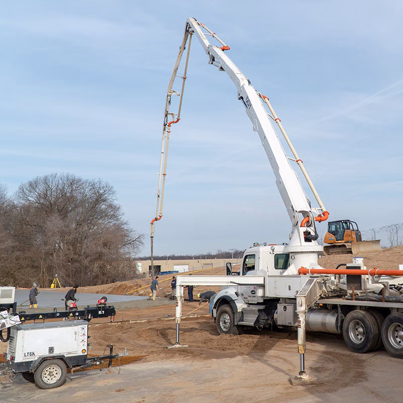 Concrete Pumping Job Site in Goshen, Indiana